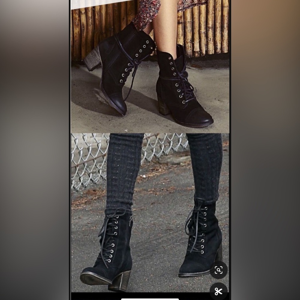 Steve Madden Gretell leather/suede block heel combat boots black size 10